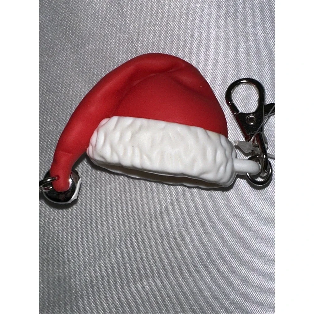 Bath & Body Works Santa Hat PocketBac Holder Red White Silicone Jingle Bell Tag